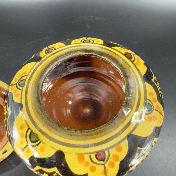 Vintage Earthenware Pottery Trinket Dish W Lid Sugar Bowl Signed Safi Hand Glaze - Picture 6 of 14